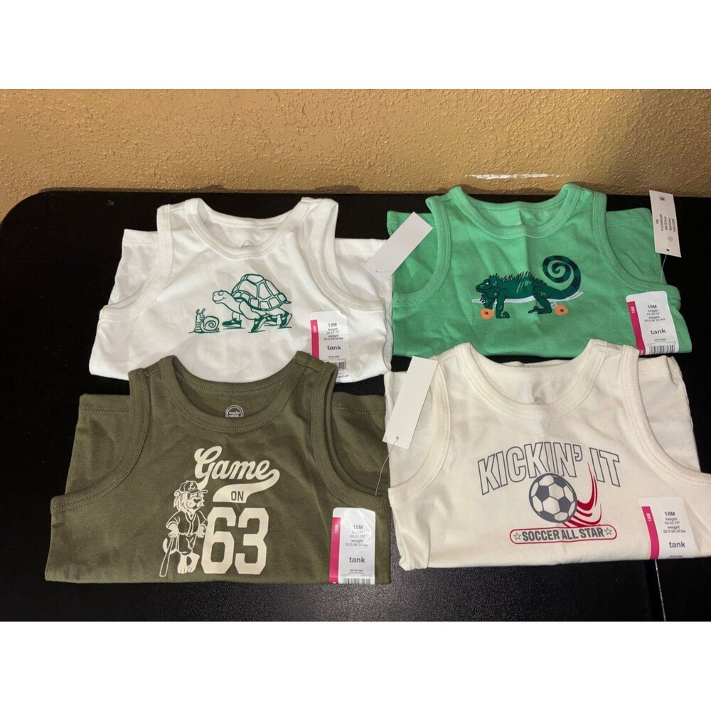 Wonder Nation Baby Boys Graphic Tank Tops Size 18M Lot of 4